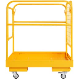 Klatka bezpieczeństwa do wózka widłowego, udźwig 544,3 kg, 91,4 x 91,4 cm, składana platforma robocza do wózka widłowego z blokowanymi kołami obrotowymi, otworem spustowym i łańcuchem mocującym, mieści 1–2 osoby dorosłe, idealna do prac na wysokości - miniatura 12