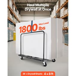 Wózek do płyt gipsowo-kartonowych, udźwig 816 kg, stalowy wózek panelowy z kółkami obrotowymi o średnicy 12,5 mm, wózek do płyt gipsowo-kartonowych z pasem mocującym i 2 bocznymi poręczami do fabryki, magazynu, garażu, czarny - miniatura 8