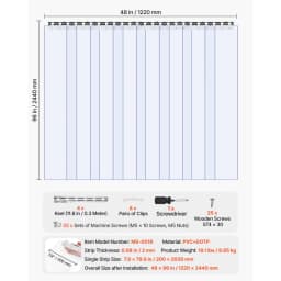 Zasłona drzwiowa z PVC, 121,9 cm x 243,8 cm, przezroczysta, plastikowa, do chłodziarki i zamrażarki - miniatura 6