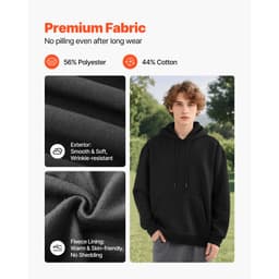 Damska bluza z kapturem, rozmiar XL, polarowa, z długim rękawem, wygodna, swobodna, prosta, bluza z kapturem, ciepła i przyjazna dla skóry, praktyczna i modna, czarna, z dużą kieszenią na jesień i zimę - miniatura 6