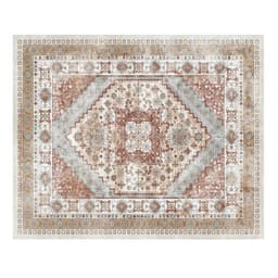 Dywan, 8 x 10 stóp, duży, zmywalny, antypoślizgowy i odporny na rozdarcia, miękki, przyjazny dzieciom i zwierzętom, dywan w stylu vintage, mata do wnętrz do sypialni, salonu, pokoju dziecięcego, biura, brązowo-czerwony - miniatura 3