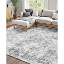Dywan w stylu boho, 6 x 9 stóp, duży, zmywalny, antypoślizgowy i odporny na rozdarcia, miękki, przyjazny dla zwierząt i dzieci, dywan w stylu boho, mata do użytku wewnętrznego w sypialni, salonie, pokoju dziecięcym, przedpokoju, szary - miniatura 6