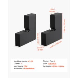 2 sztuki łączników narożnych do poręczy, akcesoria do balustrad schodowych, łączniki POM do poręczy prostokątnych, system szyn kablowych na tarasie, matowa czerń, HT-05 - miniatura 11