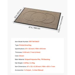 Mata pod drzwi wejściowe, 1194 x 813 mm, komercyjna mata podłogowa do użytku wewnątrz i na zewnątrz, nowoczesna, stylowa wykładzina z podkładem TPE, wytrzymała, zmywalna, przemysłowa wykładzina wejściowa do korytarza, balkonu, garażu, brązowa - miniatura 11