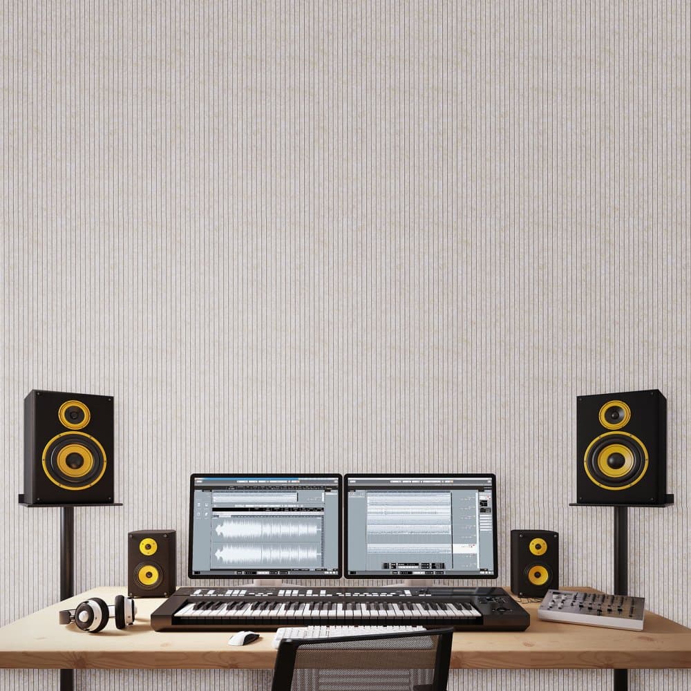 5-pak paneli akustycznych z samoprzylepną pianką dźwiękochłonną, 47,2 x 23,6 x 0,4 cala, dźwiękochłonne panele ścienne z włókna poliestrowego o wysokiej gęstości, do domu, studia, biura, kina, w kolorze wielbłądzim