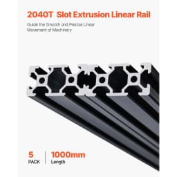 5 szt. profili aluminiowych z rowkiem T 2040 o średnicy 39,4 cala (1000 mm), anodowana szyna liniowa zgodna z normą europejską, wytłaczana szyna aluminiowa o wysokiej wytrzymałości do drukarek 3D, do samodzielnego montażu w maszynie CNC, grawerowanie laserowe, kolor czarny - miniatura 6