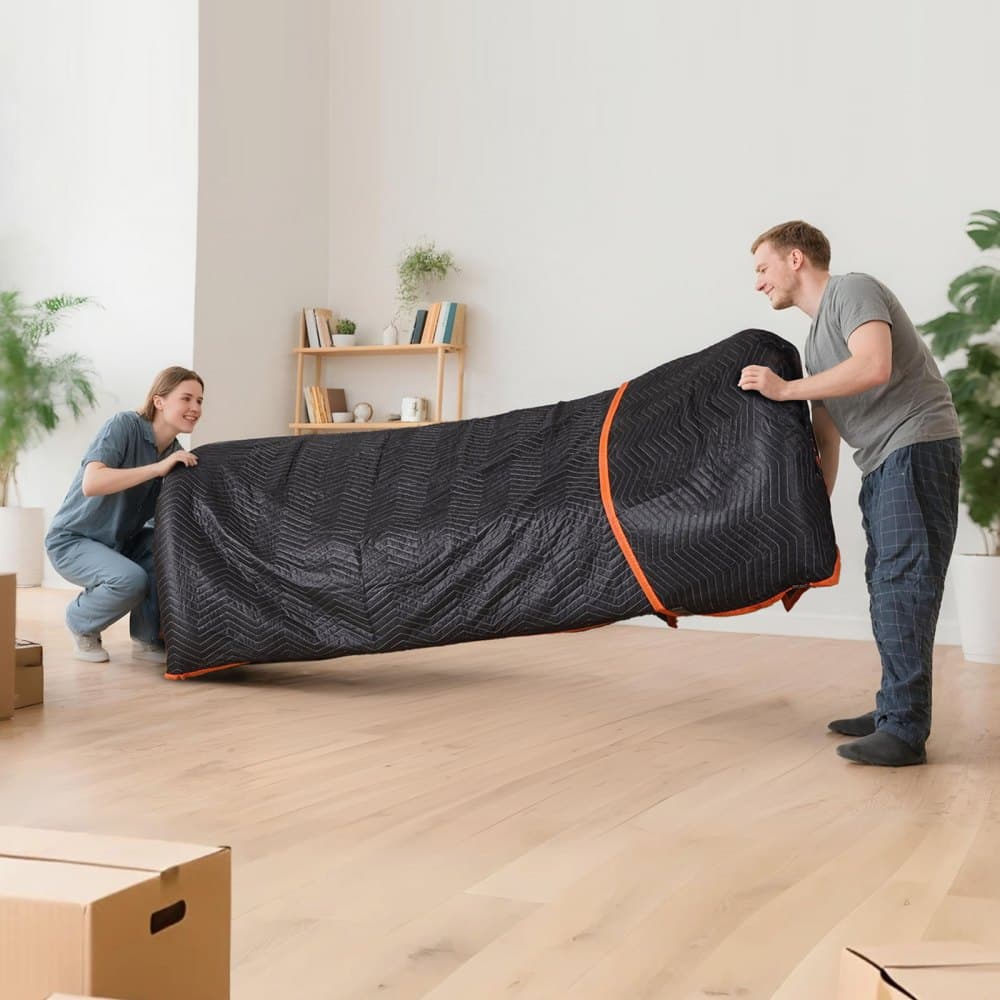 Koce do przeprowadzek, 6 szt., 2032 x 1829 mm (15,9 kg/dz) Duże koce pakowe z wypełnieniem bawełnianym, wytrzymały koc z włókniny z wyściółką do transportu, pakowania i ochrony mebli