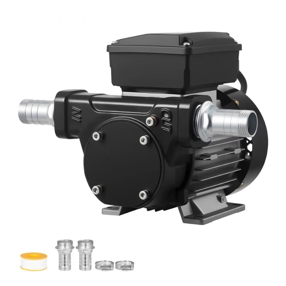 Pompa do transferu oleju 230 V, 16 GPM 60 l/min, elektryczna pompa do transferu paliwa prądu przemiennego do oleju napędowego i biodiesla, maks. wysokość ssania 8 stóp/2,4 m, maks. wysokość podnoszenia 45 stóp/13,7 m, do pojazdów, placów budowy, gospodarstw rolnych
