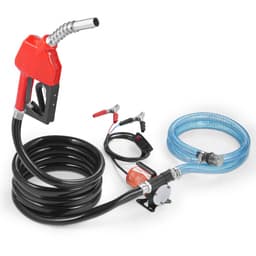 Pompa do transferu paliwa, 12 V DC, 30 l/min (8 GPM), 124 W (1/6 KM), przenośna elektryczna pompa do transferu oleju napędowego z automatycznym wyłączaniem dyszy paliwa, długim wężem wlotowym i wylotowym do benzyny, oleju napędowego, nafty, mieszanek metanolu - miniatura 1