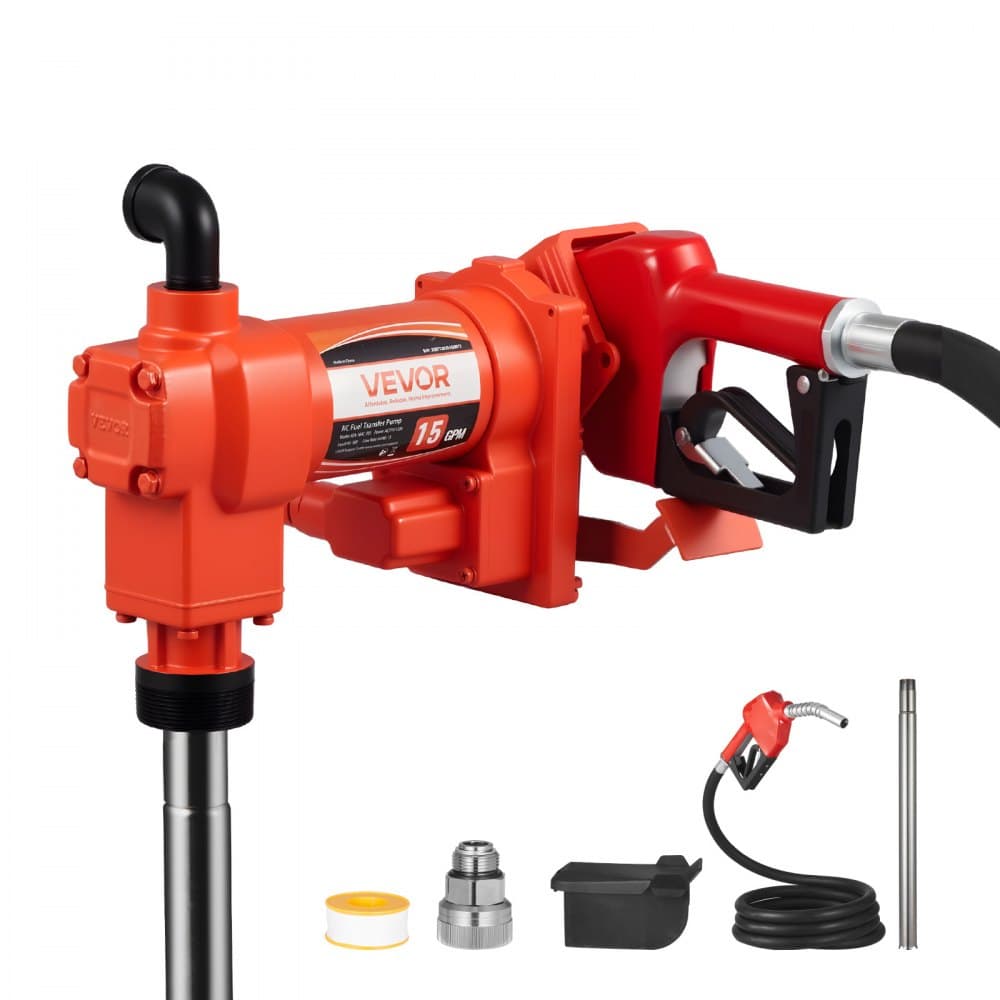 Pompa do transferu paliwa 230 V, 15 GPM 57 l/min, elektryczna pompa do transferu oleju na prąd zmienny, z automatycznym wyłącznikiem dyszy paliwa i wężem spustowym, zestaw o wysokim przepływie do benzyny, oleju napędowego, nafty, biodiesla i mieszanek etanolu