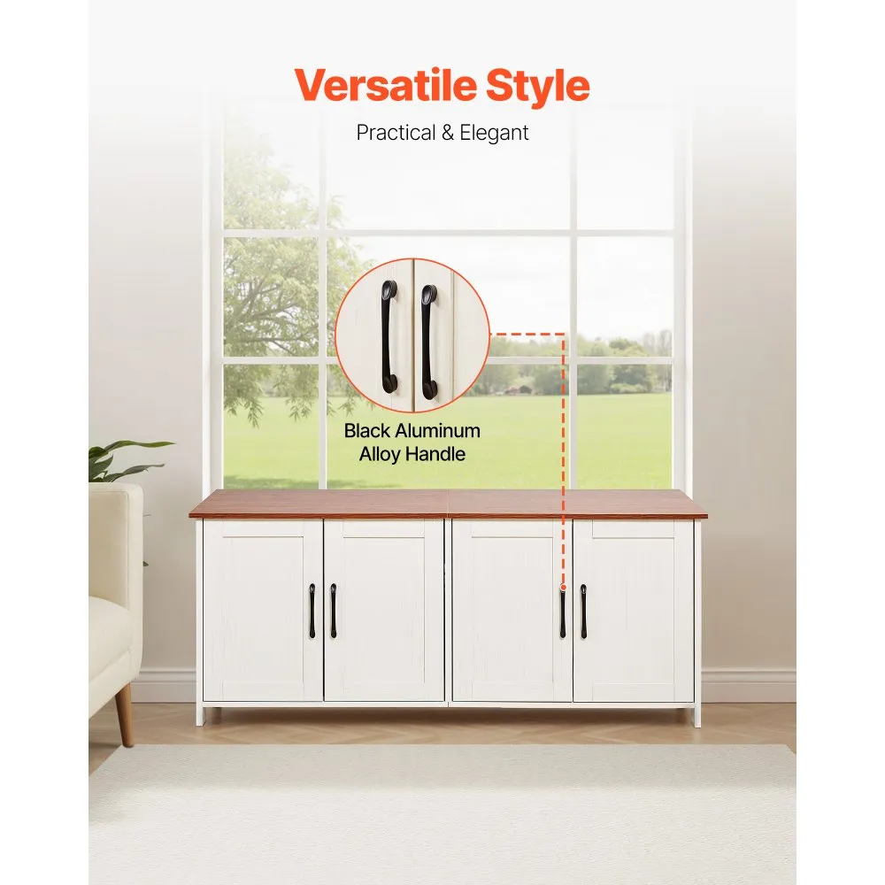 Obudowa kuwety dla kota, 120 cm, ukryta szafka na kuwetę z 4 drzwiami i 2 wejściami, wewnętrzna toaleta dla kota, drewniane meble do domku dla kota, pasujące do większości kuwet, brązowo-białe