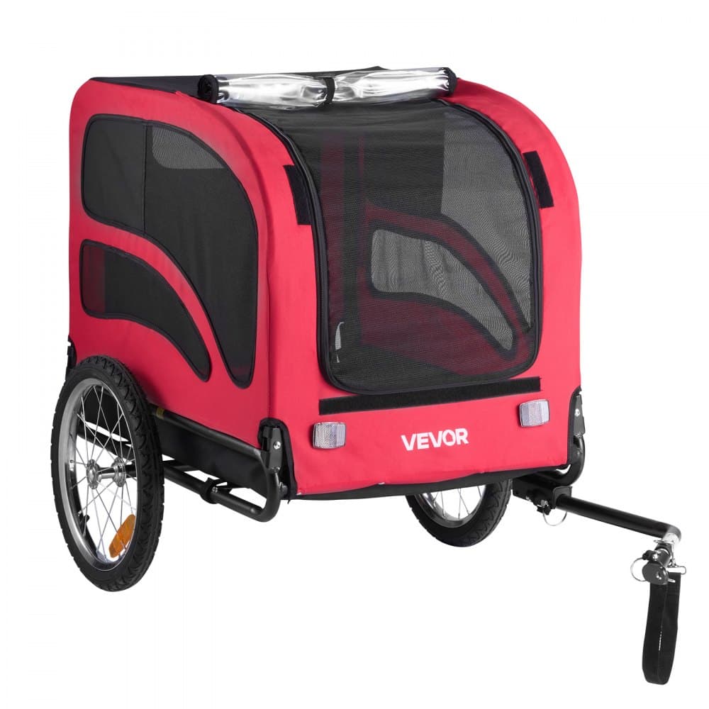 Przyczepka rowerowa dla psa, udźwig do 45 kg, transporter rowerowy dla małych i dużych psów, łatwa do złożenia rama z szybkozłączką, uniwersalne złącze rowerowe, odblask, flaga, wewnętrzna smycz