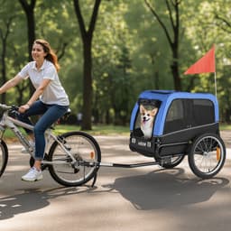 Przyczepka rowerowa dla psa, udźwig do 30 kg, transporter rowerowy dla małych i średnich psów, łatwa w składaniu rama z szybkozłączką, uniwersalne sprzęgło rowerowe, odblask, flaga, wewnętrzna smycz - miniatura 11