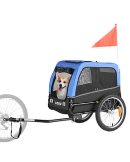 Przyczepka rowerowa dla psa, udźwig do 30 kg, transporter rowerowy dla małych i średnich psów, łatwa w składaniu rama z szybkozłączką, uniwersalne sprzęgło rowerowe, odblask, flaga, wewnętrzna smycz - miniatura 16