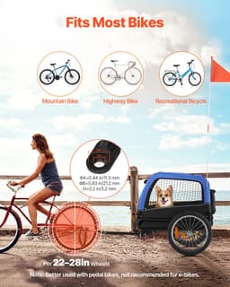Przyczepka rowerowa dla psa, udźwig do 30 kg, transporter rowerowy dla małych i średnich psów, łatwa w składaniu rama z szybkozłączką, uniwersalne sprzęgło rowerowe, odblask, flaga, wewnętrzna smycz - miniatura 17