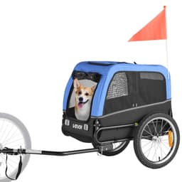 Przyczepka rowerowa dla psa, udźwig do 30 kg, transporter rowerowy dla małych i średnich psów, łatwa w składaniu rama z szybkozłączką, uniwersalne sprzęgło rowerowe, odblask, flaga, wewnętrzna smycz - miniatura 20