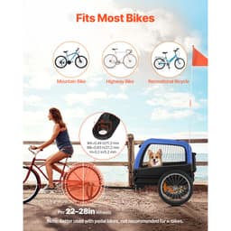 Przyczepka rowerowa dla psa, udźwig do 30 kg, transporter rowerowy dla małych i średnich psów, łatwa w składaniu rama z szybkozłączką, uniwersalne sprzęgło rowerowe, odblask, flaga, wewnętrzna smycz - miniatura 29