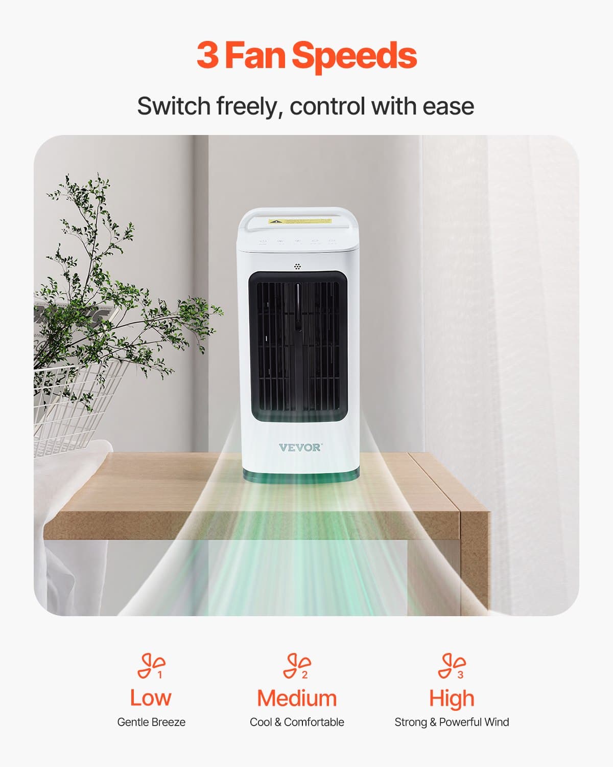 Przenośna klimatyzacja, 4-w-1 parownik, mini klimatyzator z 3 prędkościami i inteligentnym timerem 0-7 godz., zbiornik na wodę o pojemności 1700 ml, 7-kolorowe światło, osobisty mini wentylator biurkowy do sypialni i biura