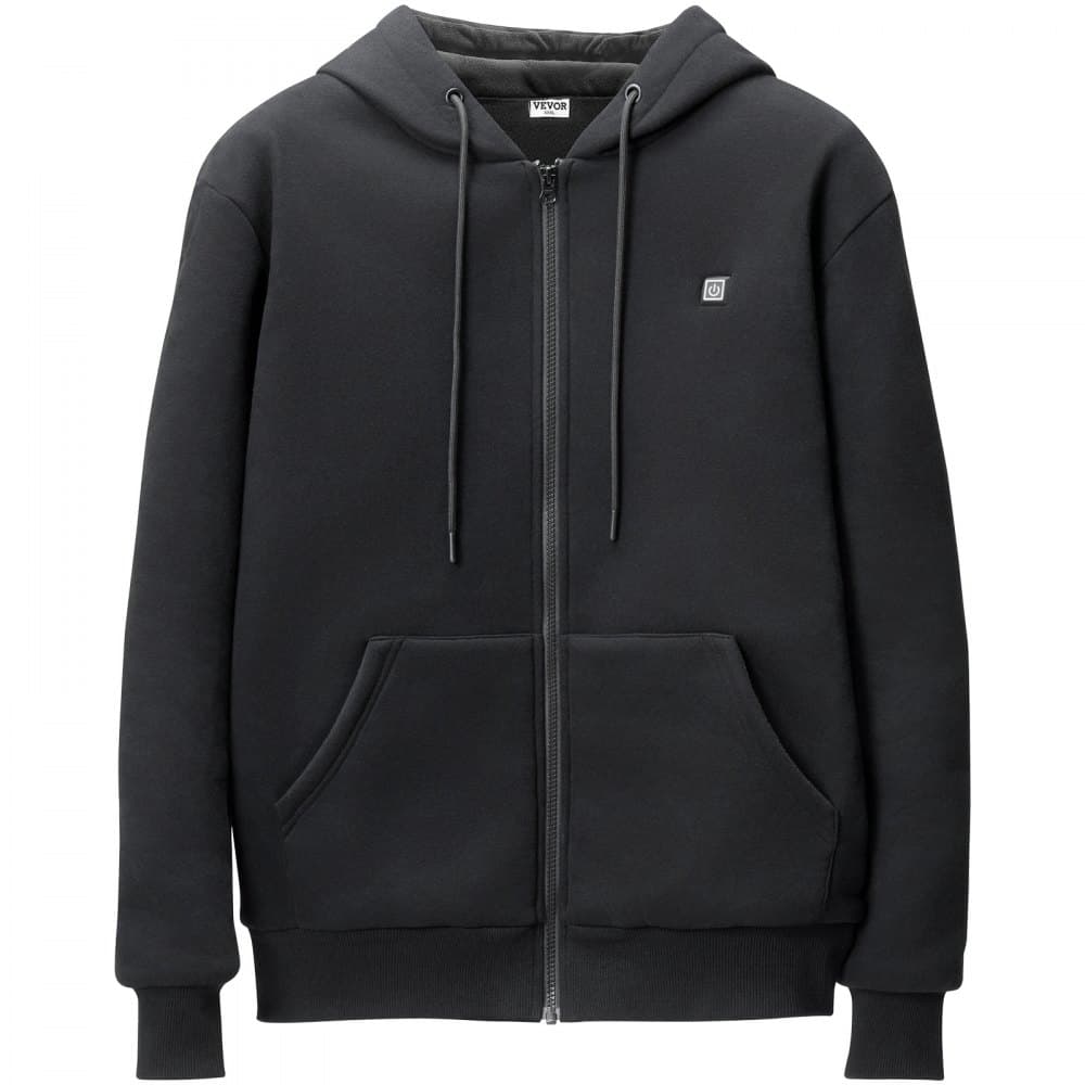 Podgrzewana bluza z kapturem, unisex, podgrzewana bluza z akumulatorem 7,4 V, zapinana na zamek kurtka elektryczna z 5 strefami grzewczymi dla mężczyzn i kobiet, lekka, ciepła, podgrzewana bluza outdoorowa na kemping, rozmiar M, czarna