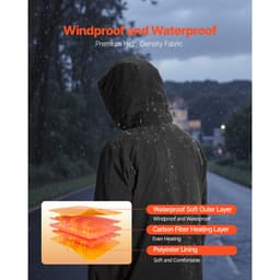 Kurtka grzewcza dla mężczyzn z baterią 7,4 V, miękka powłoka grzewcza, wiatroszczelna, wodoodporna, lekka odzież wierzchnia z 5 strefami grzewczymi i 3 ustawieniami temperatury, nadaje się do prania w pralce - miniatura 9