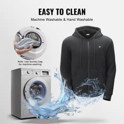 Podgrzewana bluza z kapturem, unisex, podgrzewana bluza z akumulatorem 7,4 V, zapinana na zamek kurtka elektryczna z 5 strefami grzewczymi dla mężczyzn i kobiet, lekka, ciepła, podgrzewana bluza outdoorowa na kemping, rozmiar L, czarna - miniatura 6