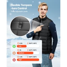 Kamizelka grzewcza, męska elektryczna kamizelka grzewcza z akumulatorem 16000 mAh, 8 stref grzewczych, lekka, ładowalna kamizelka zimowa z 3 poziomami, do wędrówek na świeżym powietrzu, na kemping, wędkarstwo, narciarstwo, rozmiar XL - miniatura 12