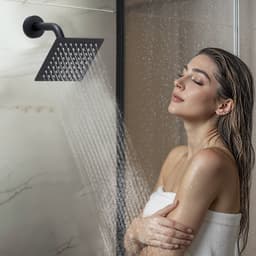Zestaw baterii natryskowej, system natrysku deszczowego termostatyczny 305 mm, montaż sufitowy z głowicą ścienną 152 mm i ręczną słuchawką prysznicową 2 w 1, 3-funkcyjna podwójna głowica deszczowa, zawór mosiężny i zestaw wykończeniowy, matowa czerń - miniatura 13
