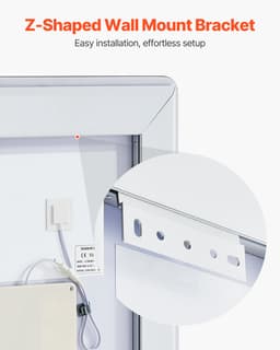 Lustro łazienkowe LED, 50 x 70 cm, lustro łazienkowe LED z podświetleniem z przodu i z tyłu, lustro z pamięcią kształtu i funkcją przeciwmgielną, z oświetleniem, płynnie ściemniane w 3 kolorach, do montażu na ścianie - miniatura 21