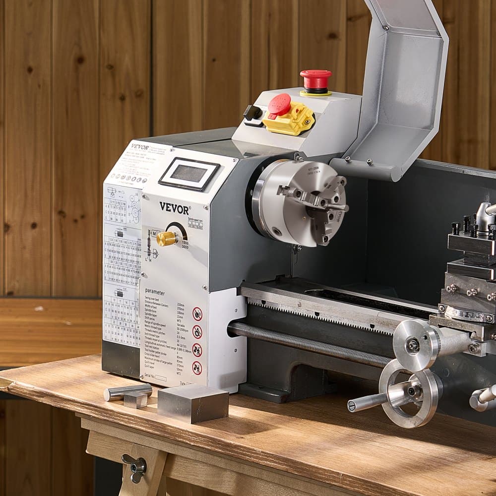 Uchwyt tokarski 3-szczękowy, 8 cali (200 mm), uchwyt samocentrujący z płytą oporową z gwintem 2 1/4 cala-8, zakres mocowania 0,16-7,87 cala (4-200 mm) ze śrubami z kluczem T, materiał HT300, do tokarki do drewna i metalu