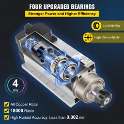 Silnik wrzeciona chłodzony powietrzem 4 kW 2220 V ER25 CNC Silnik wrzeciona chłodzony powietrzem do frezarki grawerującej CNC - miniatura 8