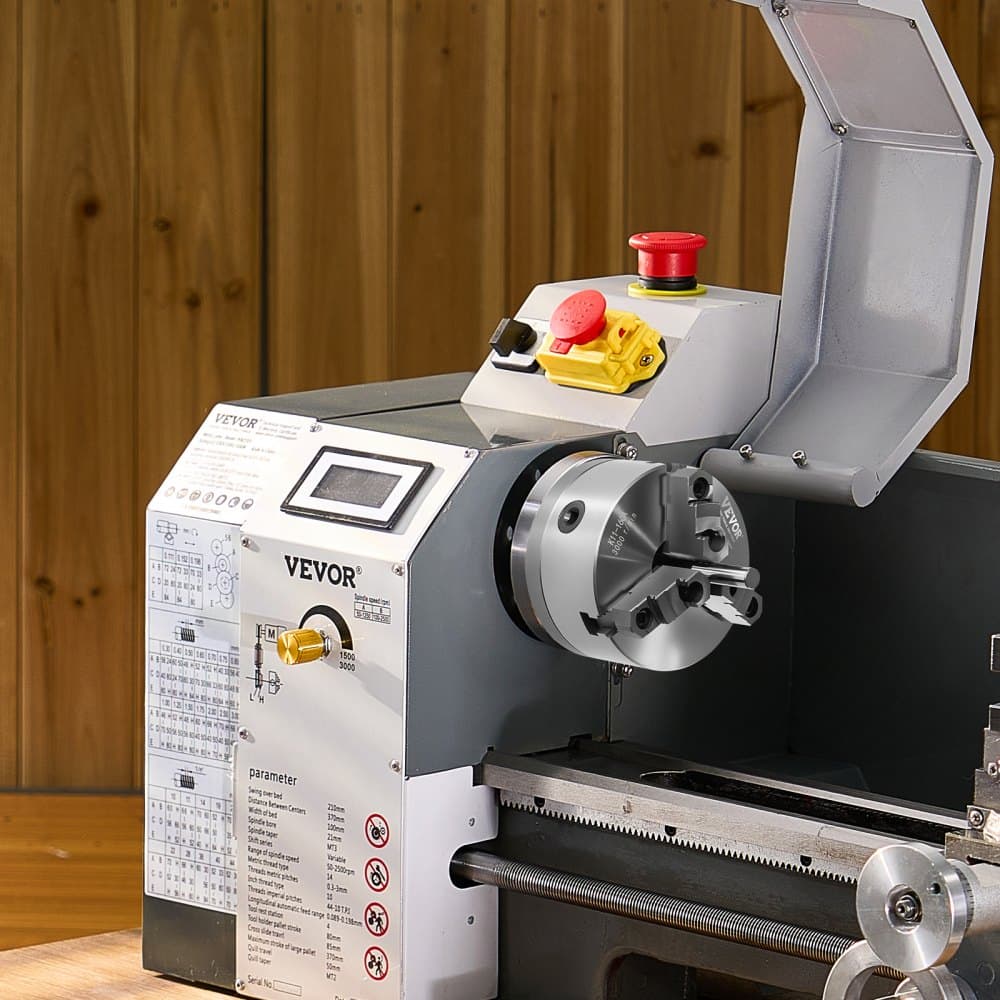 Uchwyt tokarski 3-szczękowy, 6 cali (160 mm), uchwyt samocentrujący z płytą oporową z gwintem 1 1/2 cala-8, zakres mocowania 0,12-5,71 cala (3-145 mm) ze śrubami z kluczem T, materiał HT300, do tokarki do drewna i metalu