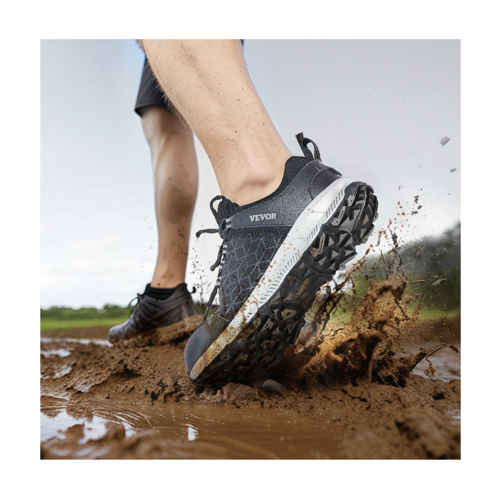 Męskie buty sportowe ze stalowymi noskami, rozmiar 10, szerokie, sportowe buty sportowe, czarne
