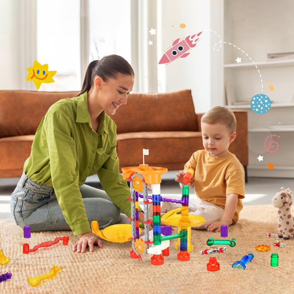 Zestaw Marble Run 153 Elementy z Podnośnikiem Silnikowym - Edukacyjny Prezent dla Dzieci