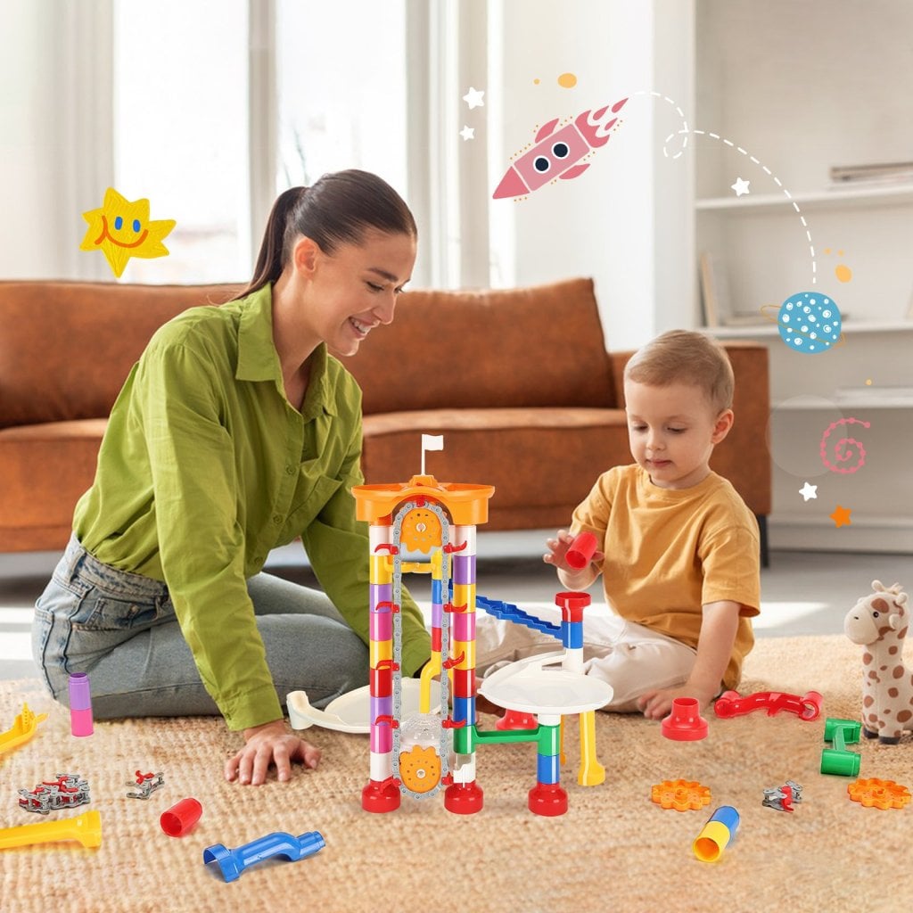 Zestaw Marble Run 230 elementów z windą z napędem silnikowym - edukacyjny prezent dla dzieci