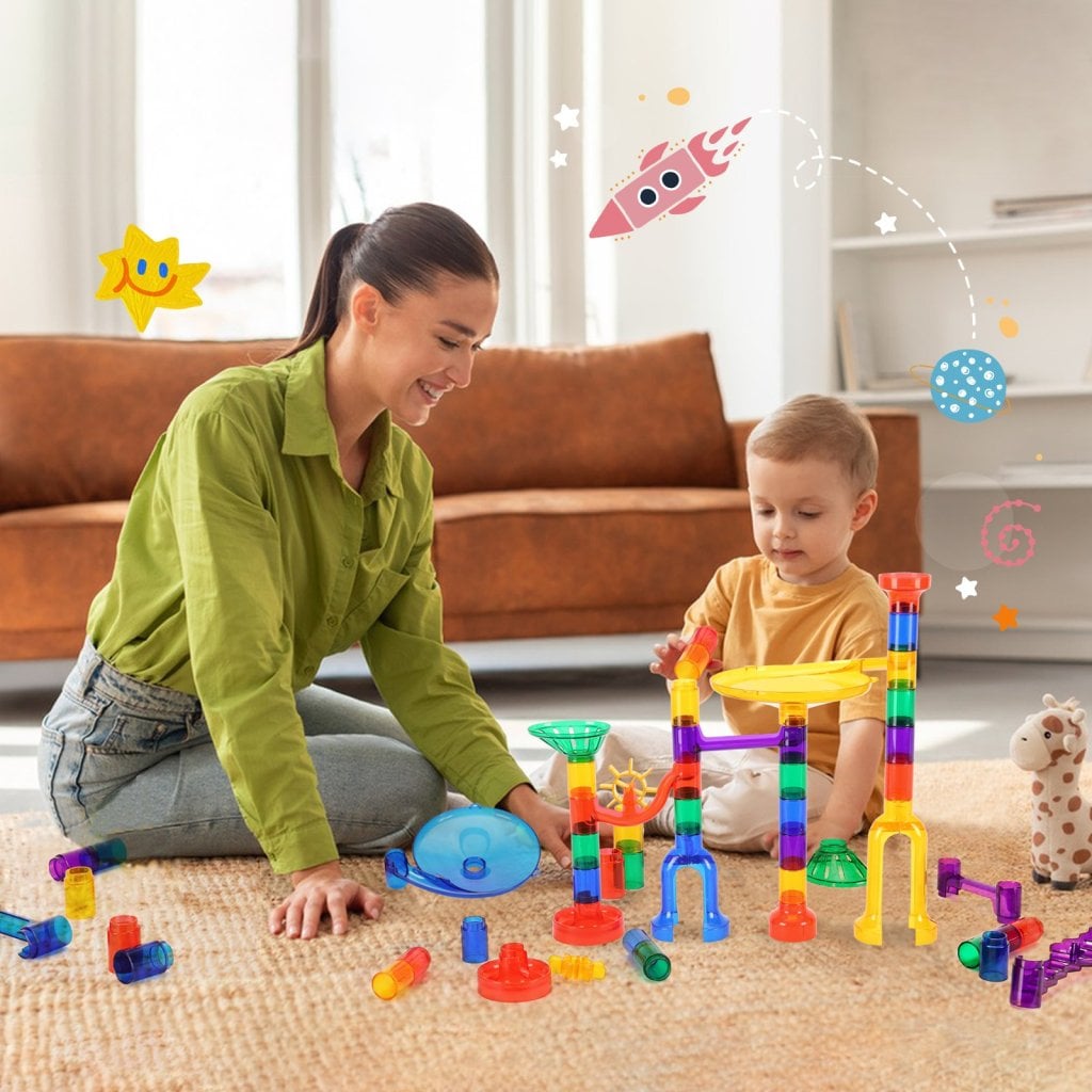 Zestaw Marble Run, 150 elementów, klocki konstrukcyjne, zabawki STEM, klocki edukacyjne, prezent dla dzieci