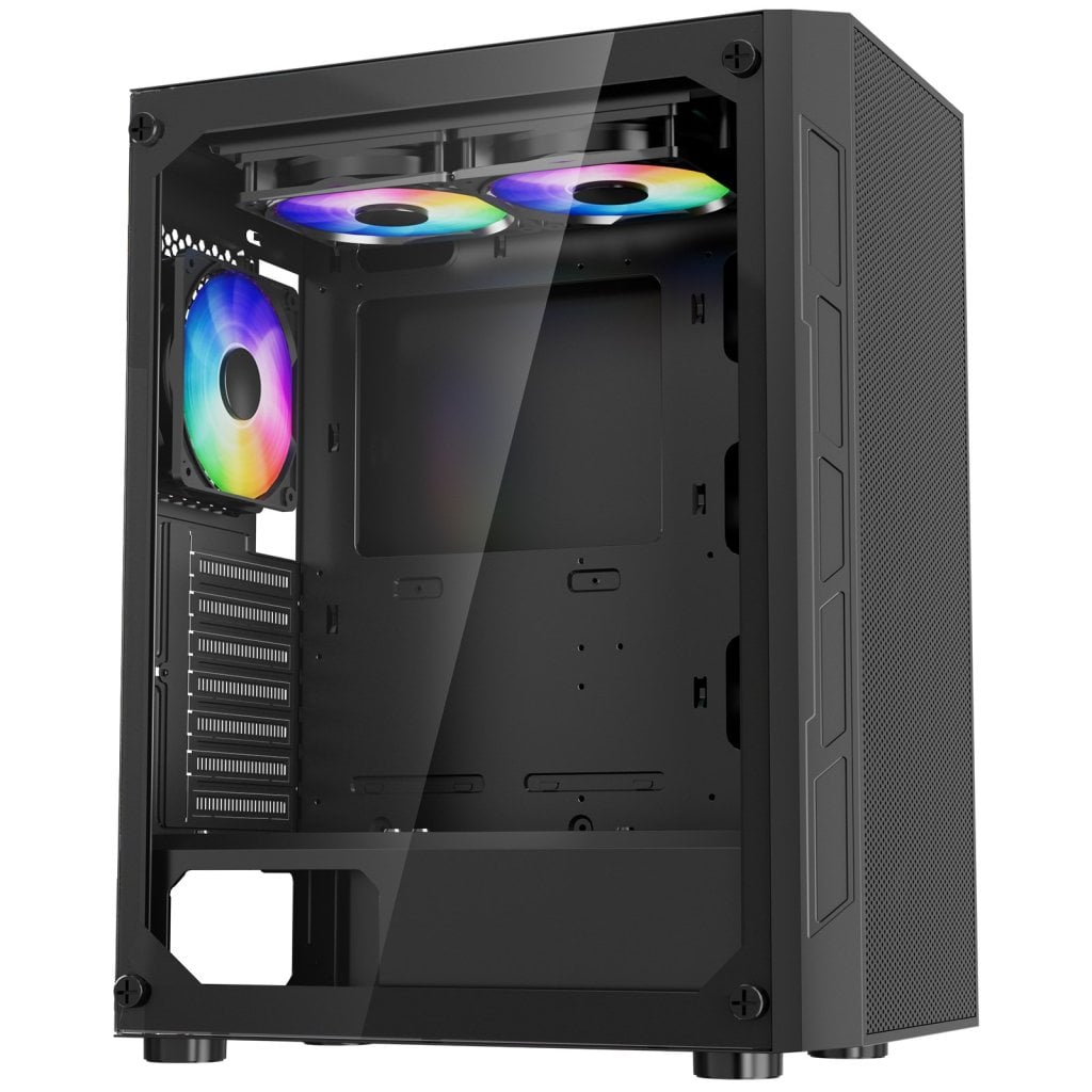 Herní skříň pro PC, střední velikost ATX, skříň s 3 x 120 mm ARGB ventilátory