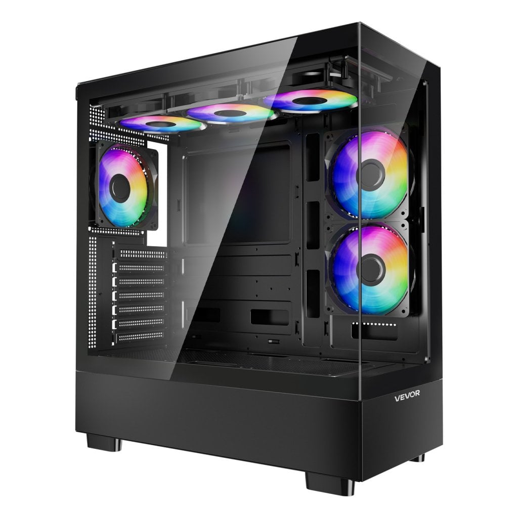 Herní počítačová skříň Mid-Tower ATX s 6 x 120 mm PWM ARGB ventilátory