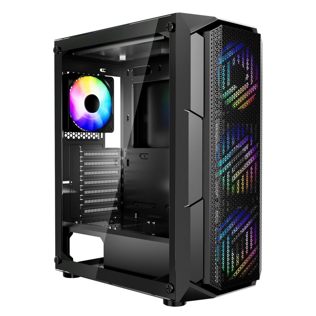 Herní skříň pro PC, střední velikost ATX, box, 4 x 120 mm ARGB ventilátory