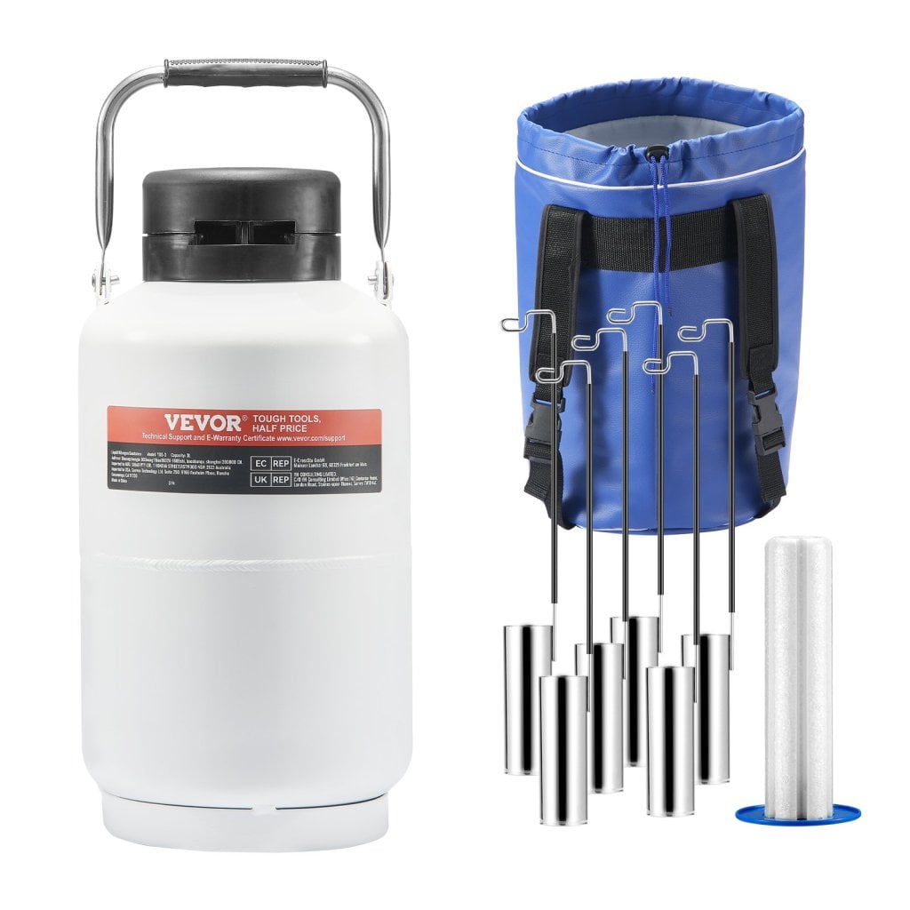 Pojemnik na ciekły azot, 3 l, stop aluminium, pojemnik na LN2, naczynie Dewara, 6 kanistrów