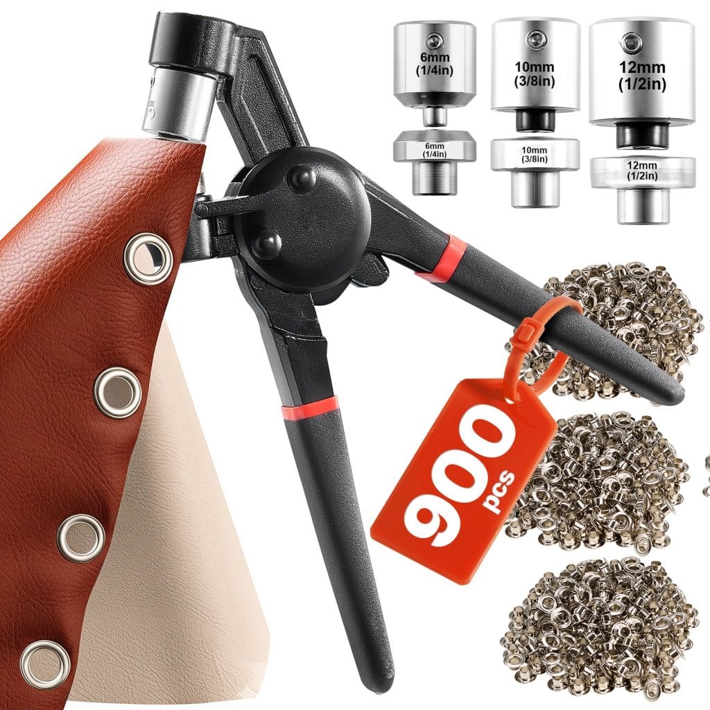 Zestaw narzędzi do przelotek 900 szt. 6 mm 10 mm 12 mm Metalowe oczka Zestaw przelotek