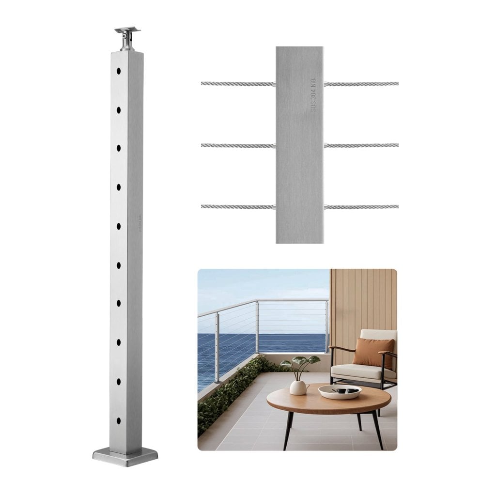 Słupek balustrady kablowej 36x2x2 cale z otworem poziomym 1JZLGZXYS91466KZK001V0