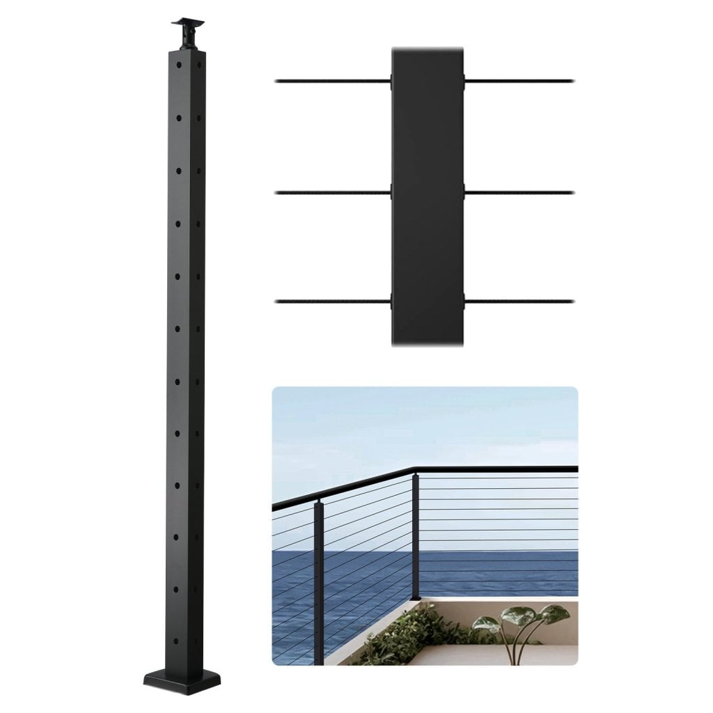 Słupek balustrady kablowej VEVRO 42x1x2 cale z otworami w kształcie litery L 1JZLGZXHS10607YXO001V0