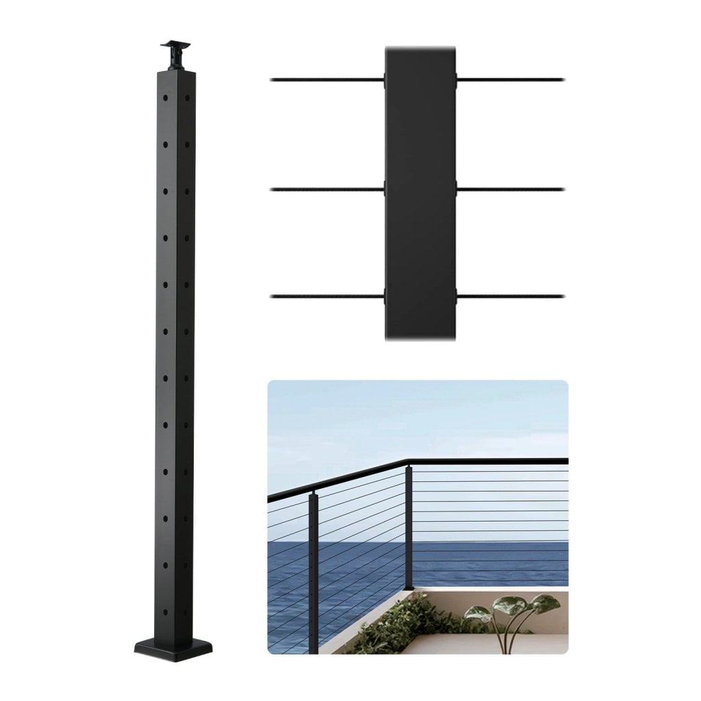 Słupek balustrady kablowej VEVRO 42x2x2 cale z otworami w kształcie litery L 1JZLGZXHS1065S1EW001V0