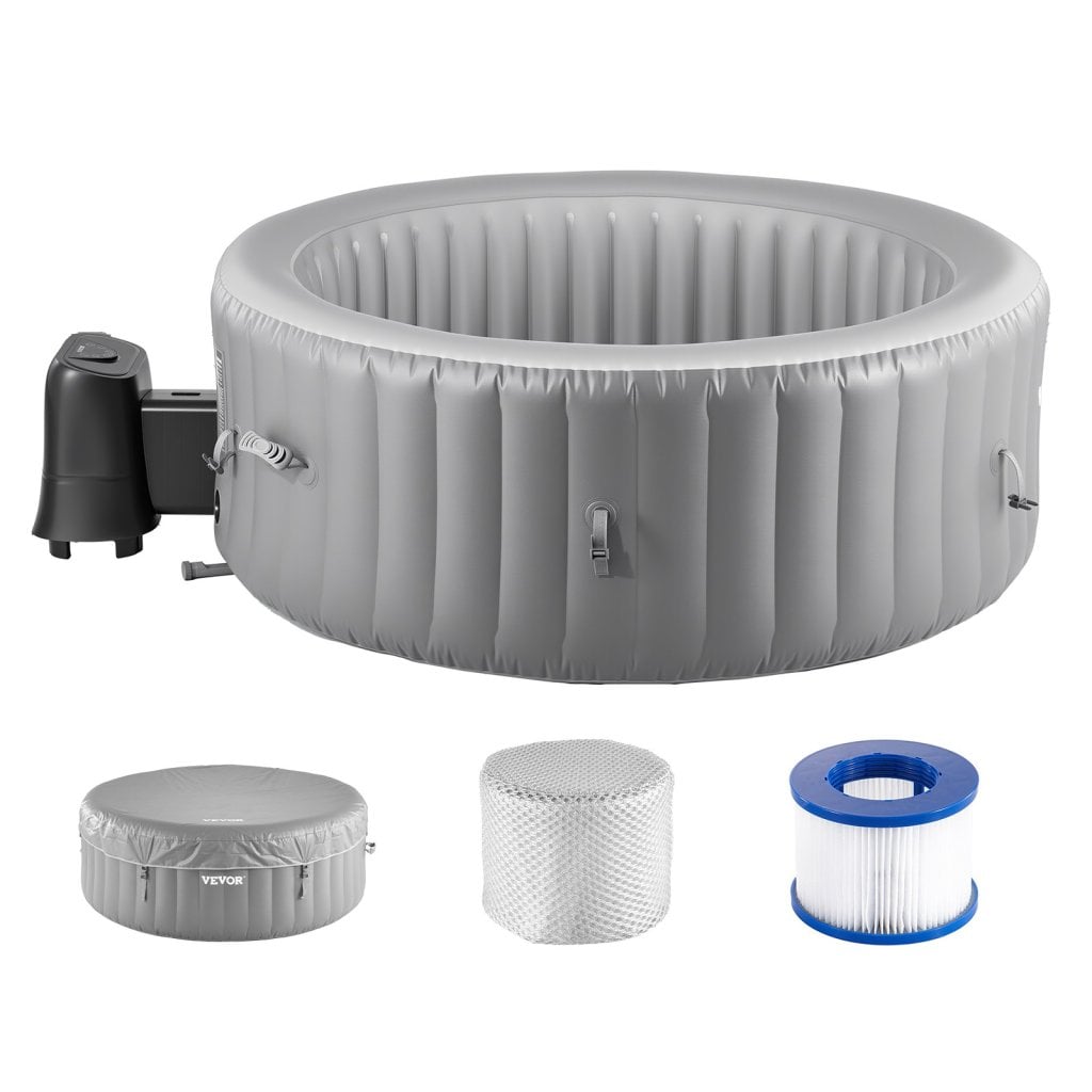 Nadmuchiwana wanna z hydromasażem dla 4-6 osób, 2080 x 660 mm, okrągła, przenośna wanna z hydromasażem do użytku zewnętrznego