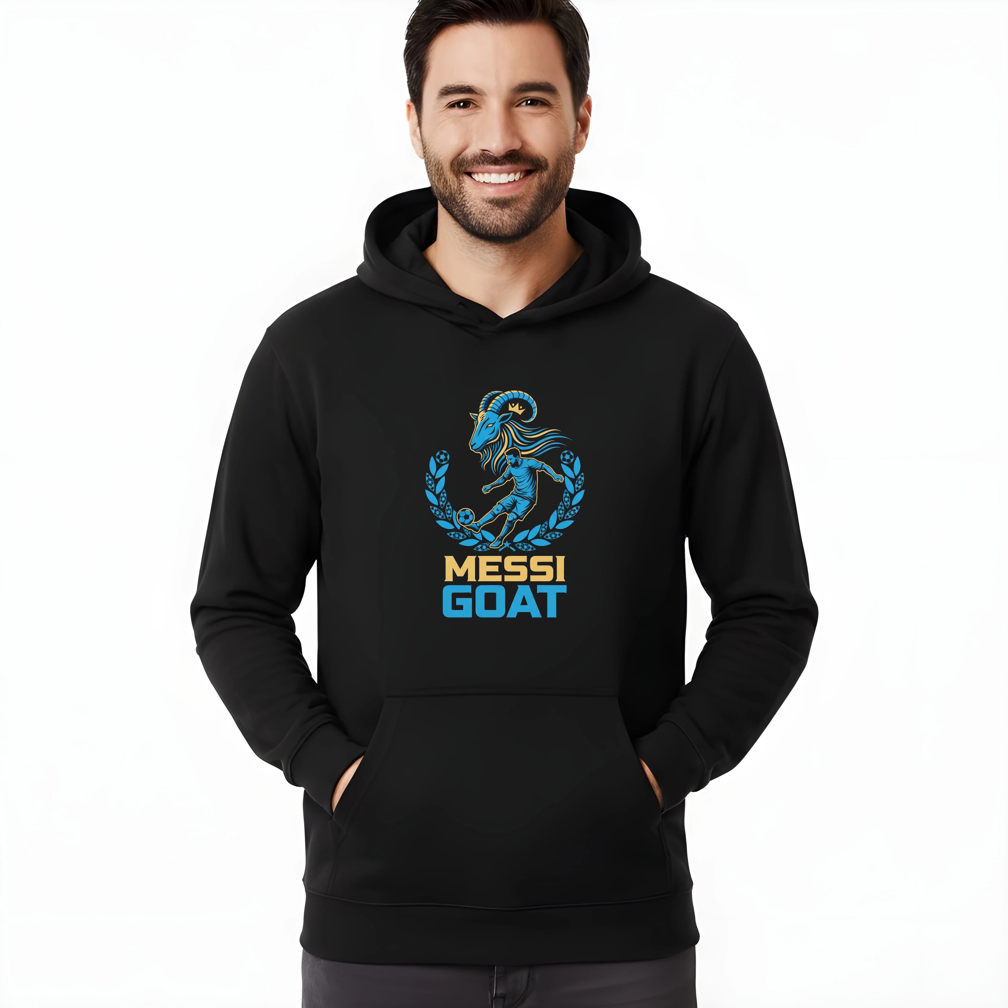 Bluza z kapturem królewski Messi GOAT legendarny strażnik złotej bramki i zwycięstwa