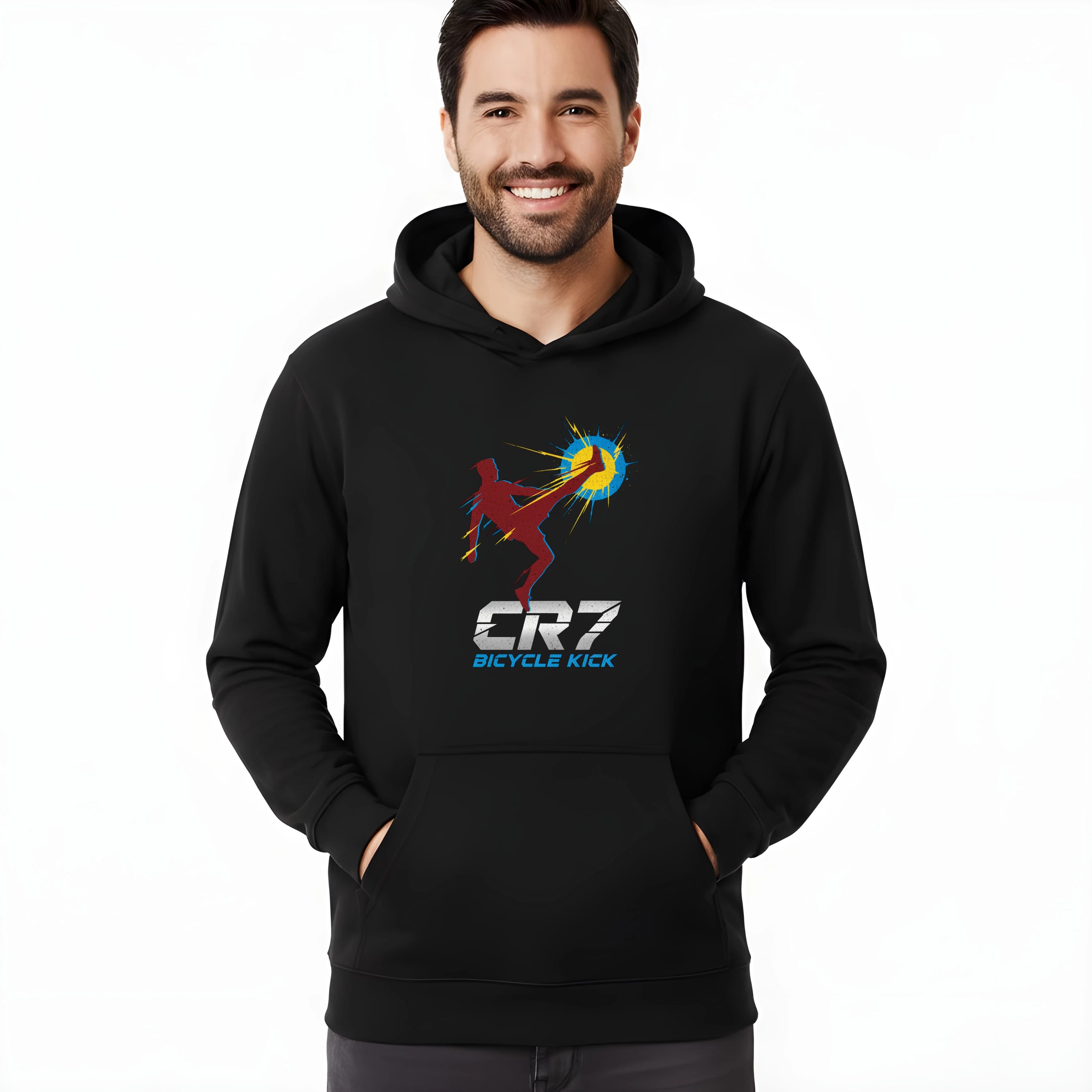 Bluza z kapturem CR7 bicycle kick wybuchowa ikona piłki nożnej sztuka i siła w akcji