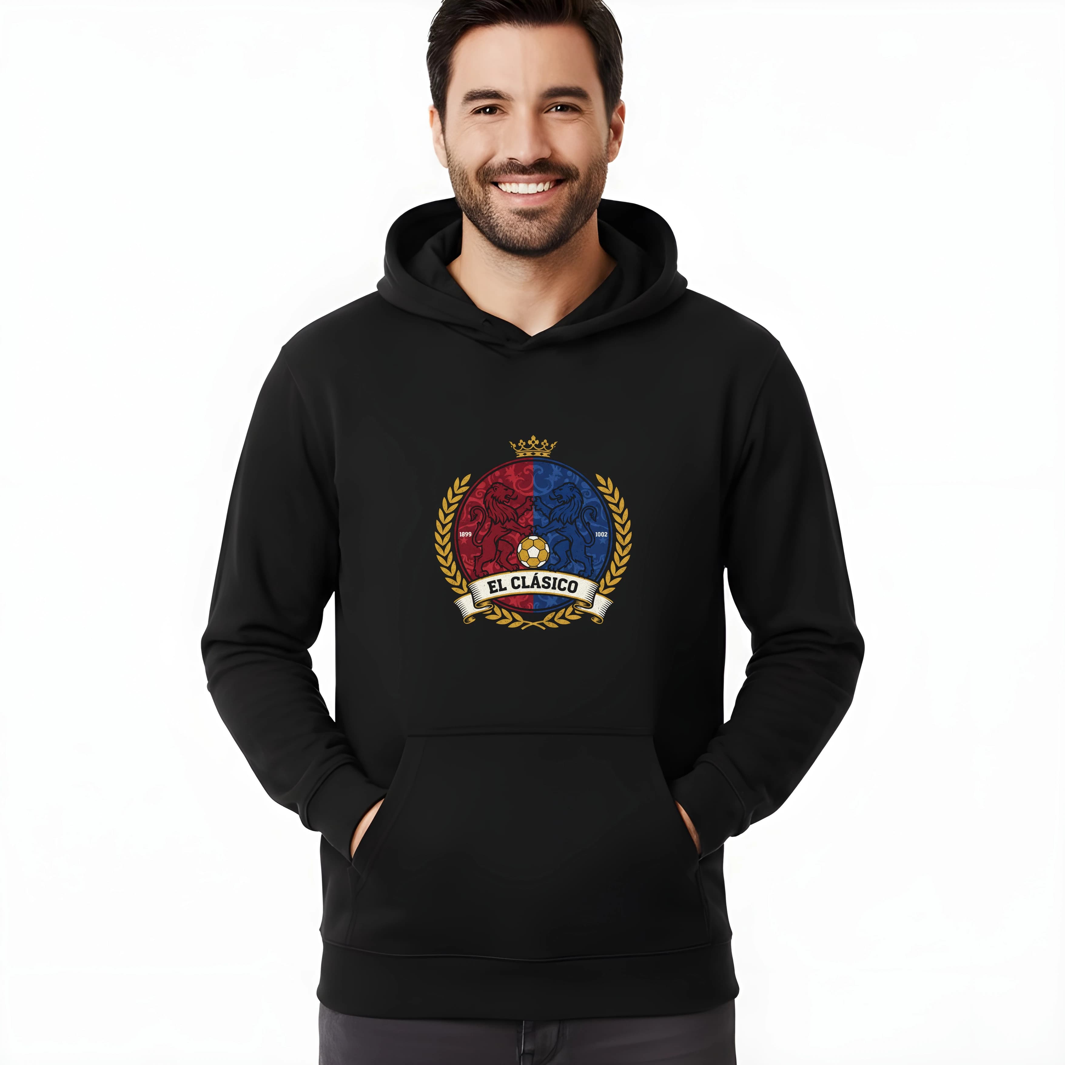 Bluza z kapturem Królewski herb El Clásico lwi pojedynek piłkarskich legend