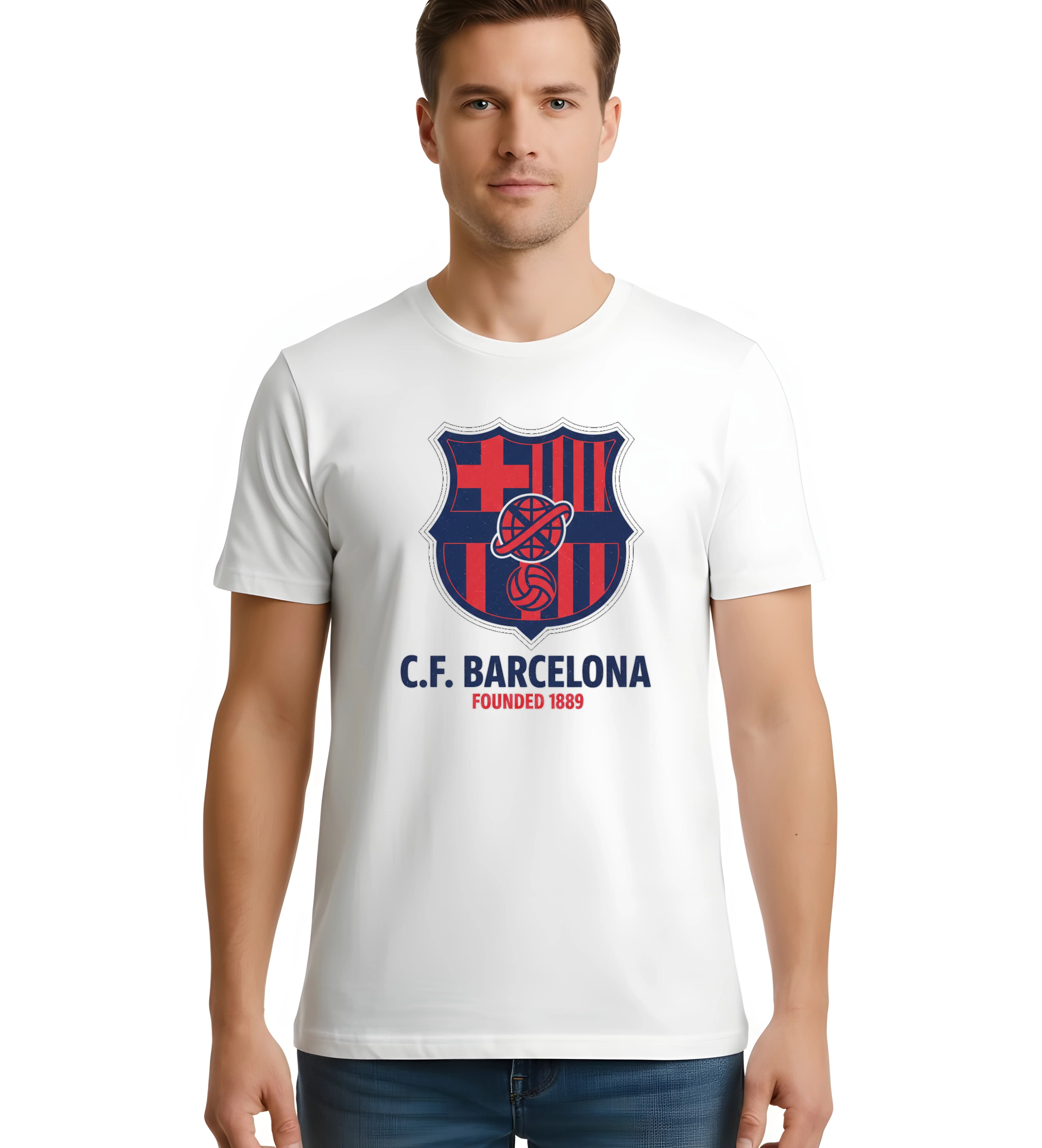 Koszulka męska CF Barcelona, światowa tarcza retro futbolu z historyczną patyną