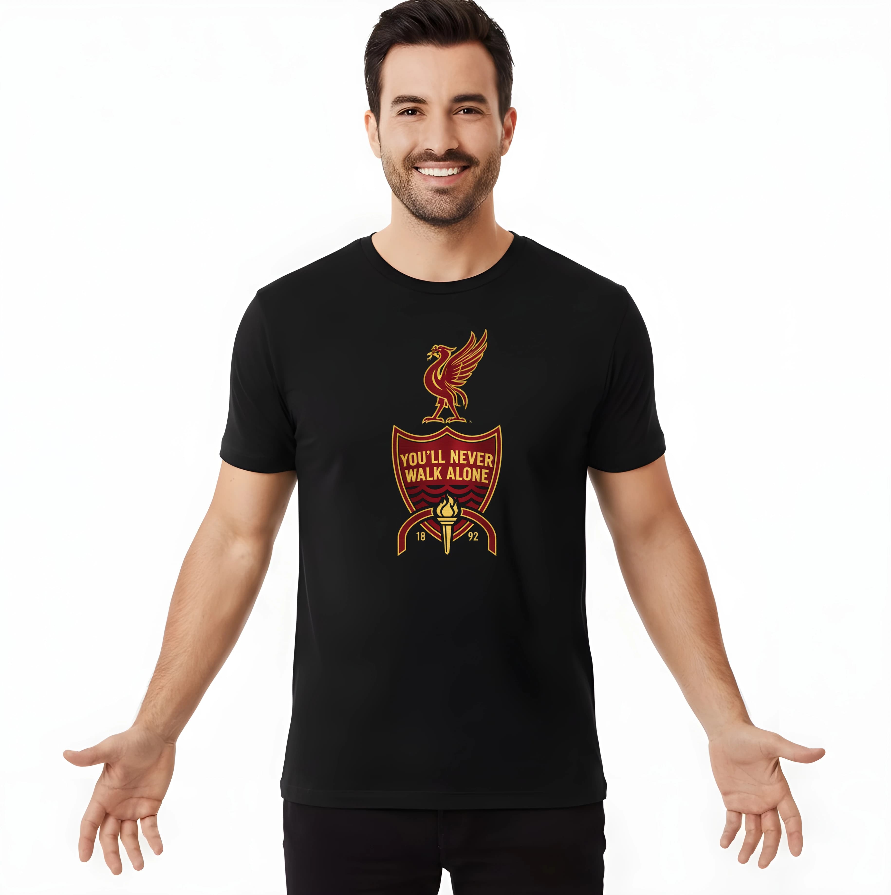 Koszulka męska Czerwony herb Liverpoolu, You'll Never Walk Alone, legendarne serce