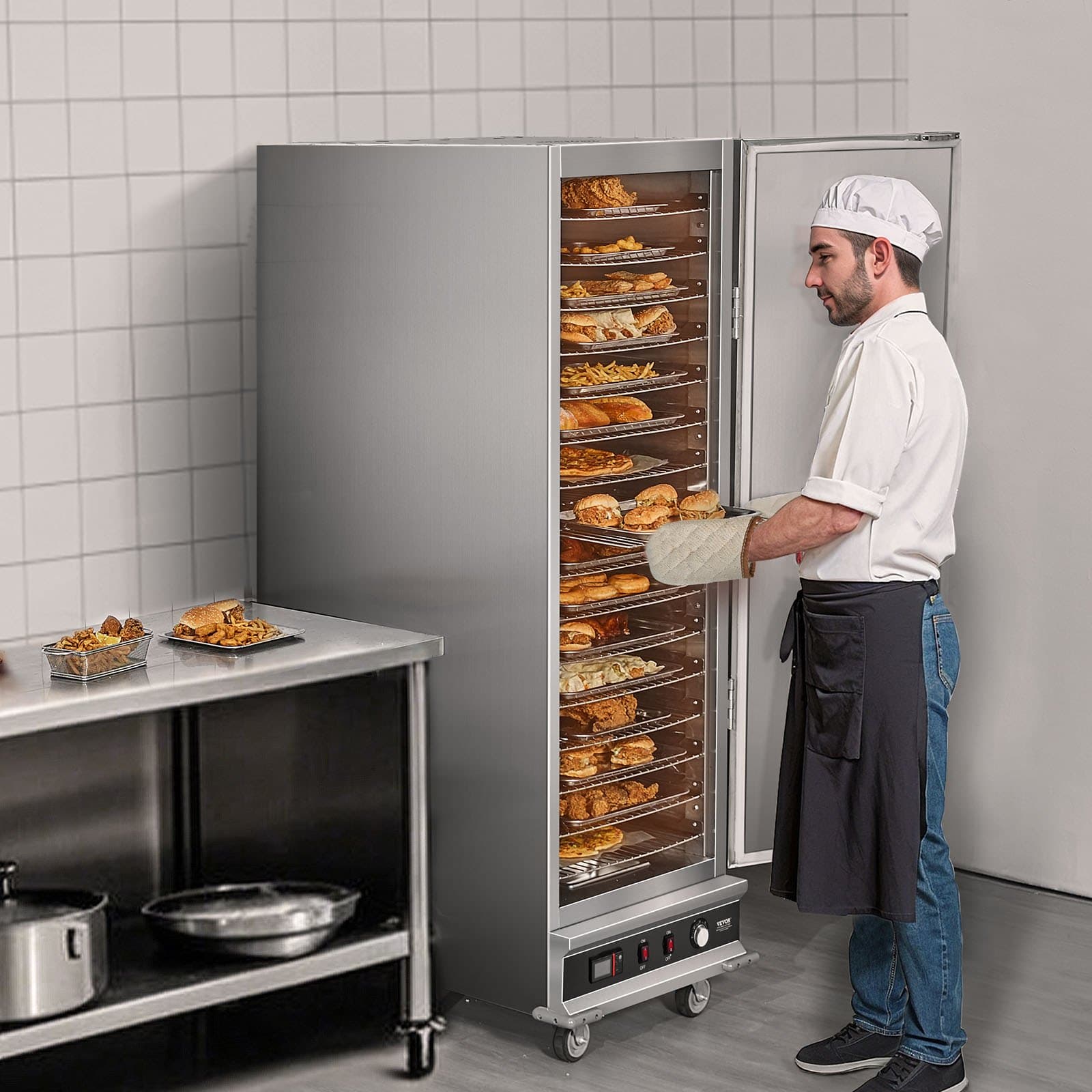 Podgrzewacz do żywności Hot Box, 16-poziomowa szafka do podgrzewania żywności z tacką na wodę